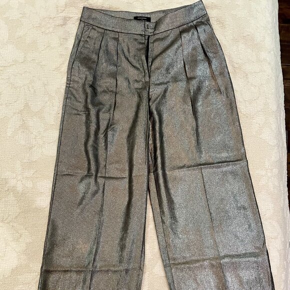 Banana Republic Silver Relaxed Lamé Trouser NEW WITH TAG - Picture 2 of 3